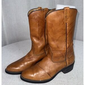 Vintage Men's Wolverine Tan Marbled Leather Riding Cowboy Boots‎ SZ 10